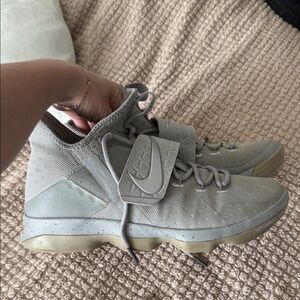 Nike LeBron Light Gray High-Top Basketball Shoes